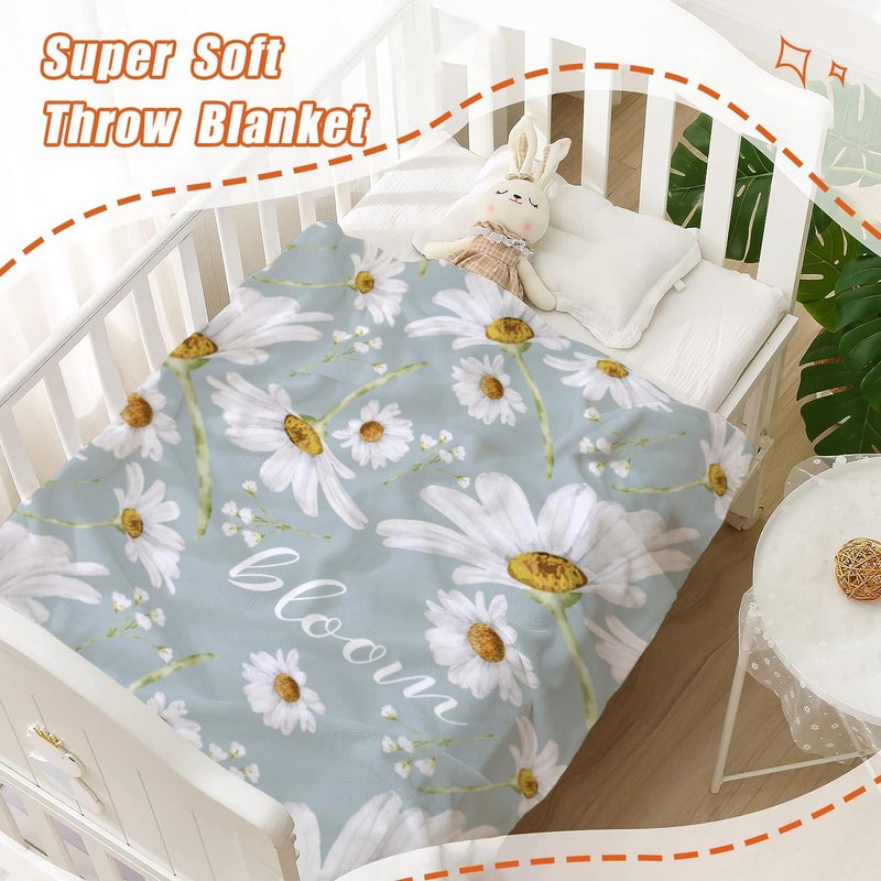 YeeJu Daisy Baby Throw Blanket Small White Floral Blanket for Toddler Swaddle Pet Crib Kids Soft Fuzzy Plush Fleece Blankets Sunshine Spring Summer Flower Decorative Gift Blanket 30x40 - Image 4